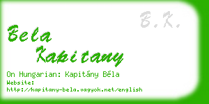 bela kapitany business card